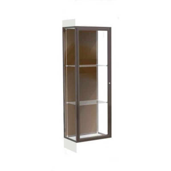 Waddell Display Case Of Ghent Edge Lighted Floor Case, Chocolate Back, Dark Bronze Frame, 6" Frosty White Base, 24"W x 76"H x 20"D 91LFCO-BZ-FW